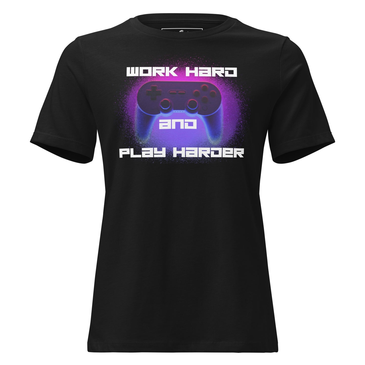 Work Hard, Play Harder Black Motivational Women’s T-Shirt