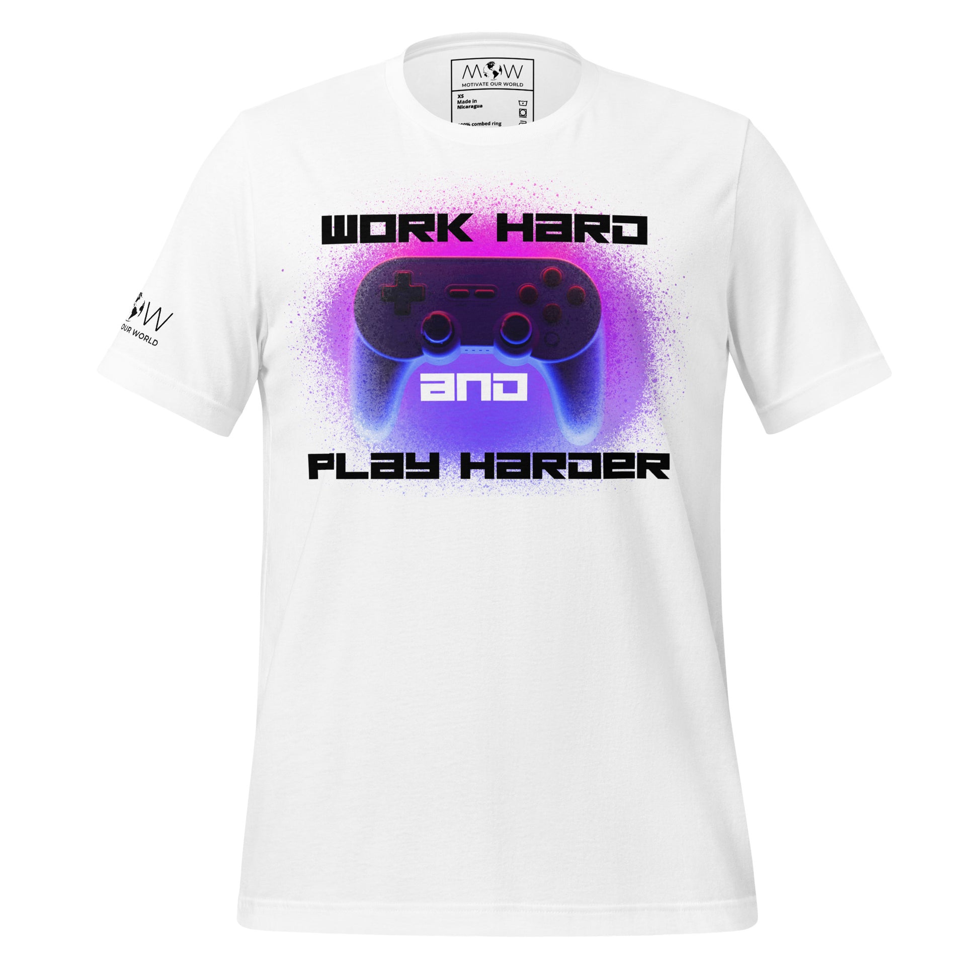 Work Hard, Play Harder White Motivational Men's T-Shirt