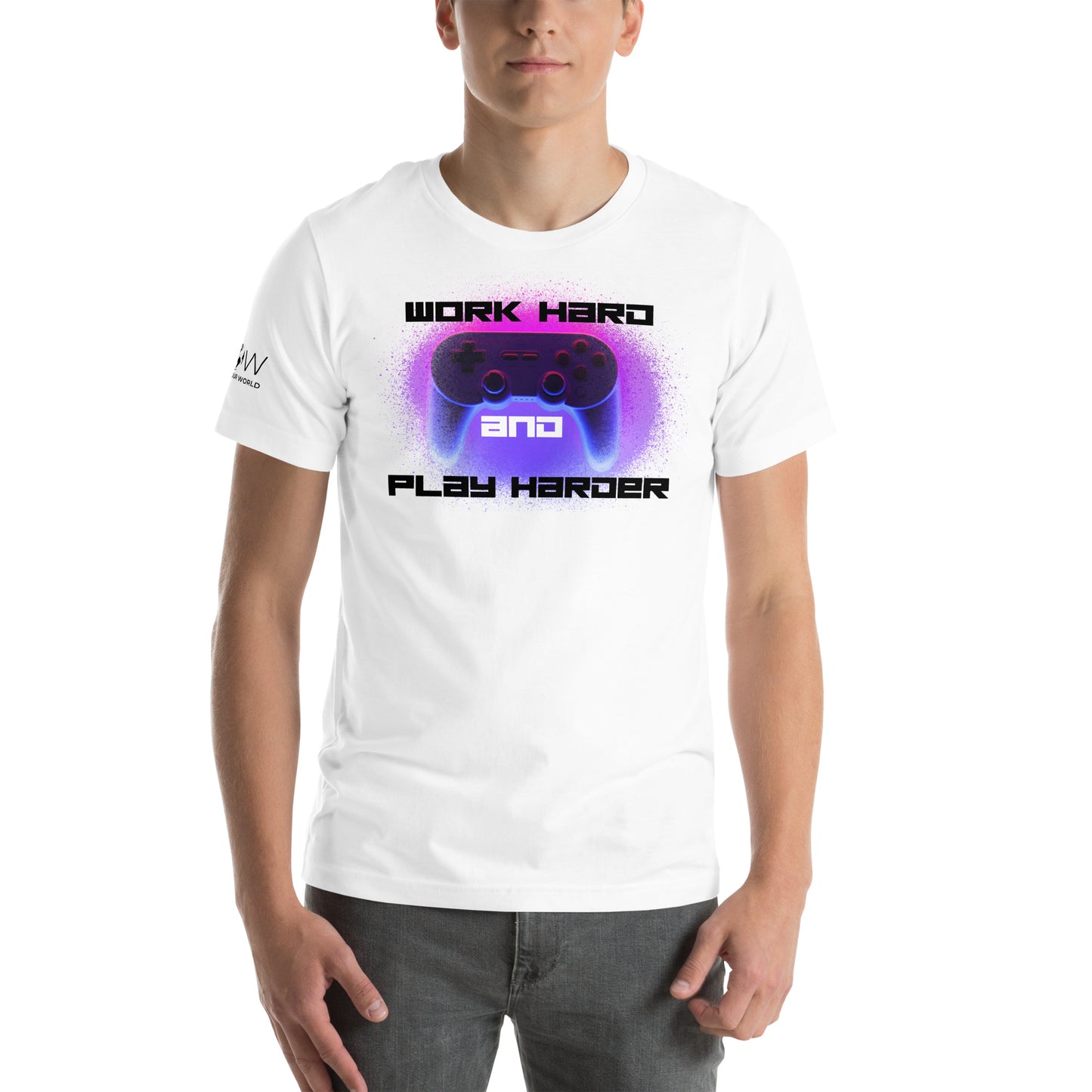 Work Hard, Play Harder White Motivational Men's T-Shirt