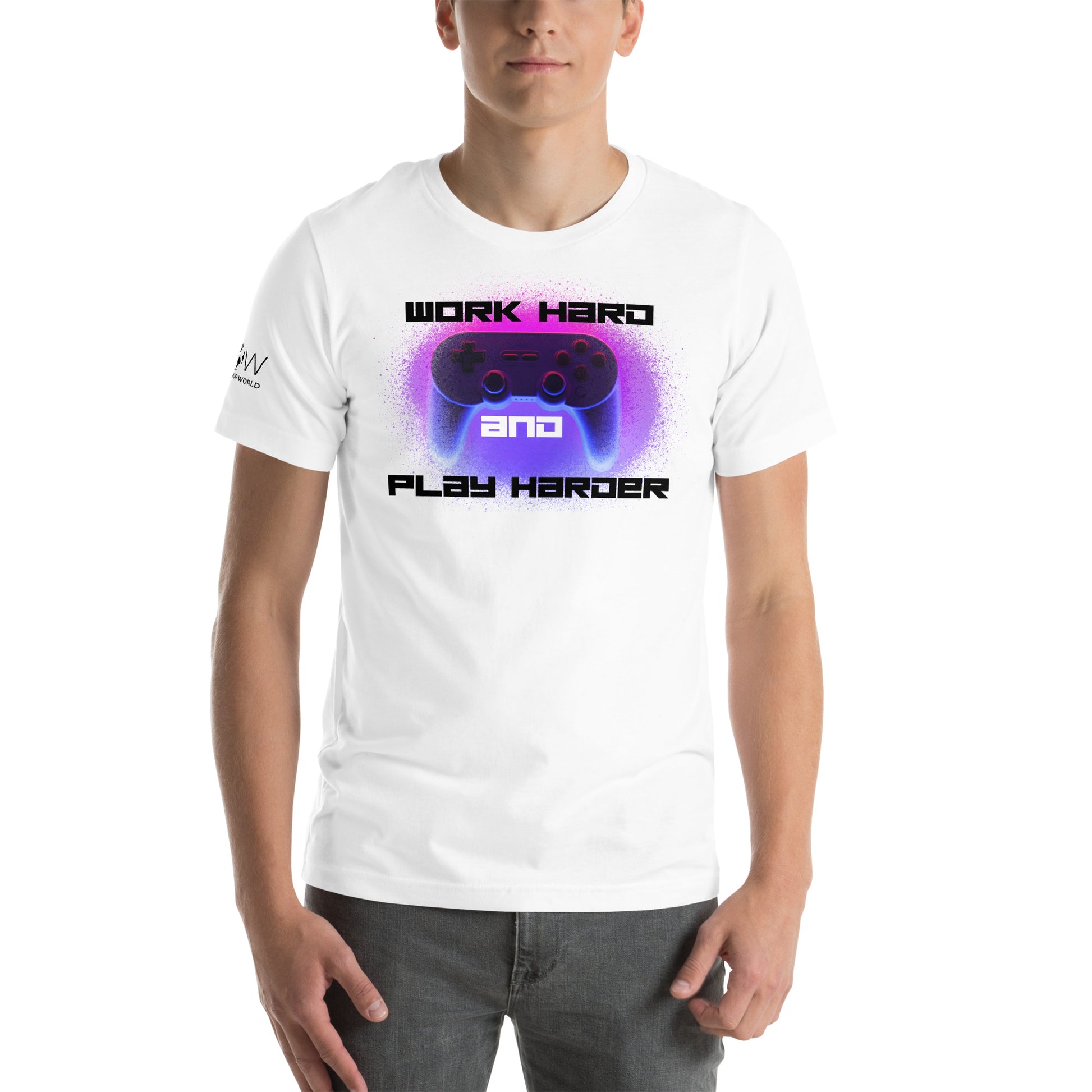 Work Hard, Play Harder White Motivational Men's T-Shirt