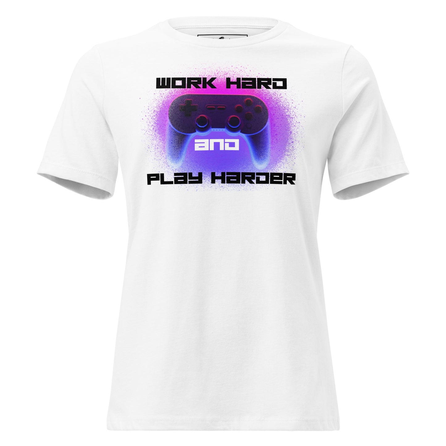 Work Hard, Play Harder White Motivational Women’s T-Shirt