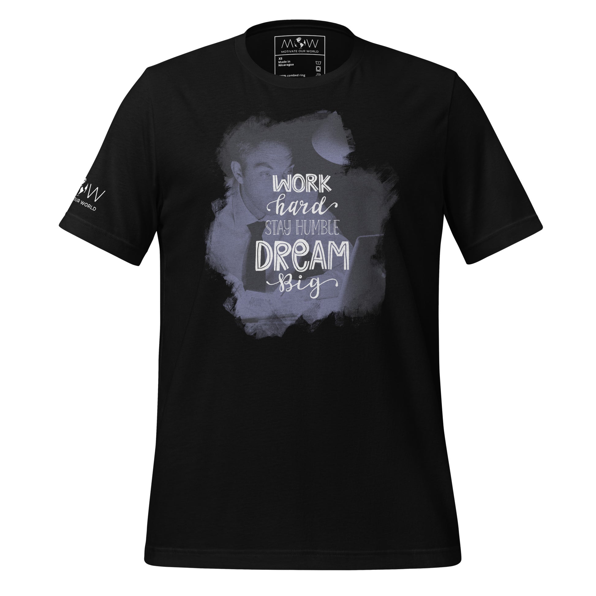 Work Hard Stay Humble Dream Big II Men's Motivational Black T-Shirt