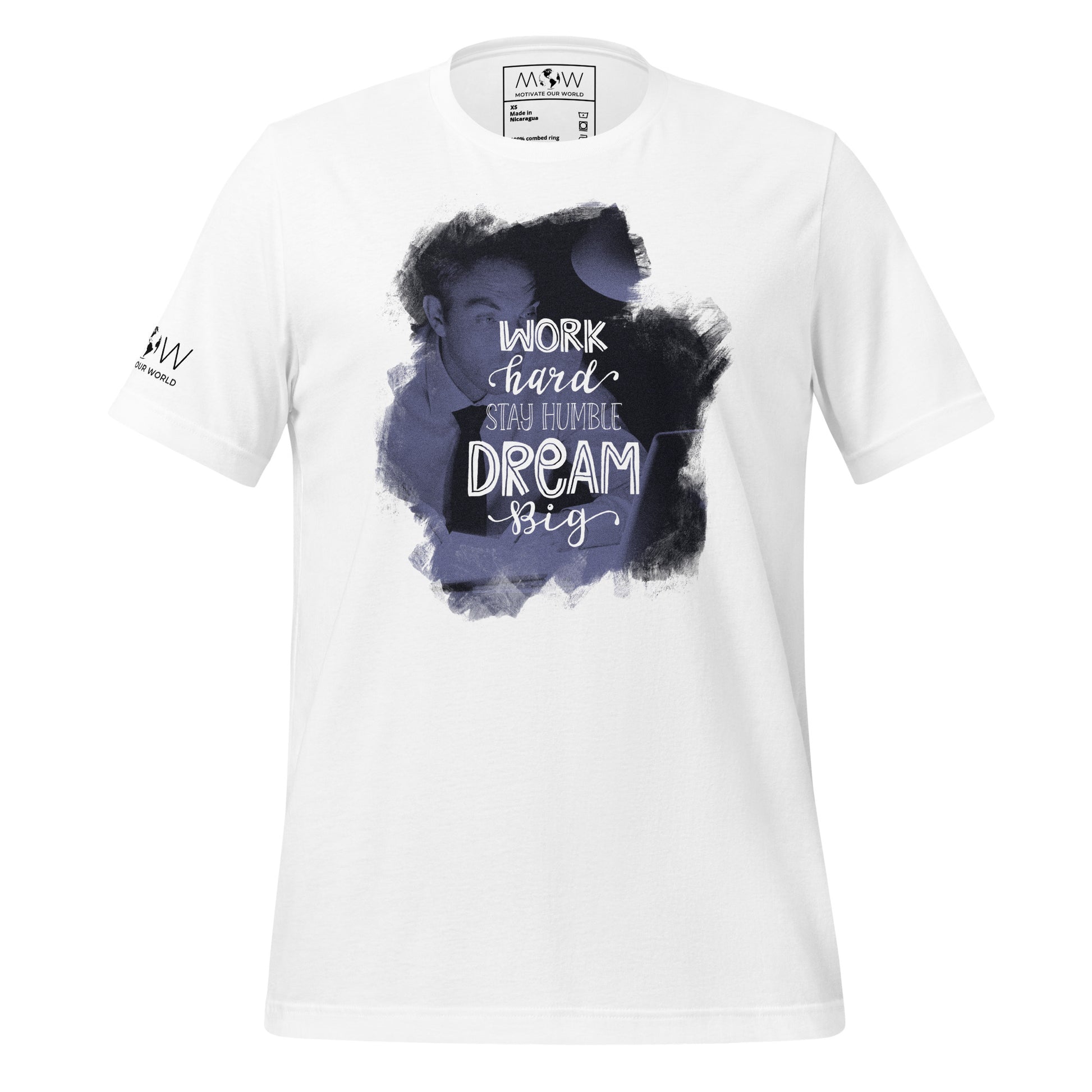 Work Hard Stay Humble Dream Big II Men's Motivational White T-Shirt