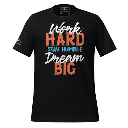 Work Hard Stay Humble Dream Big Men's Motivational Black T-Shirt