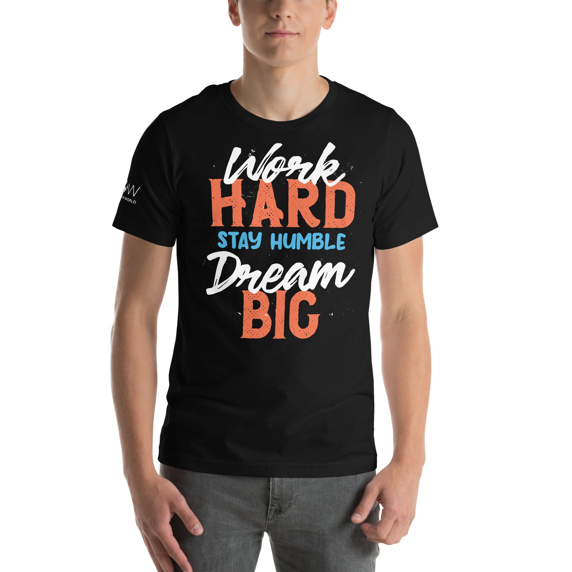 Work Hard Stay Humble Dream Big Men's Motivational Black T-Shirt