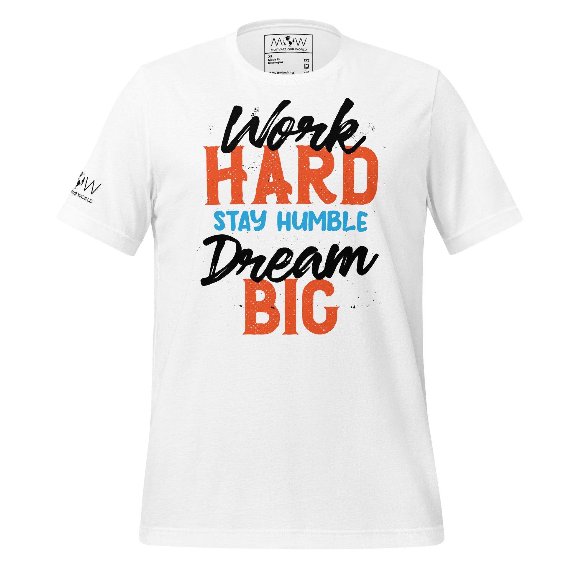 Work Hard Stay Humble Dream Big Men's Motivational White T-Shirt