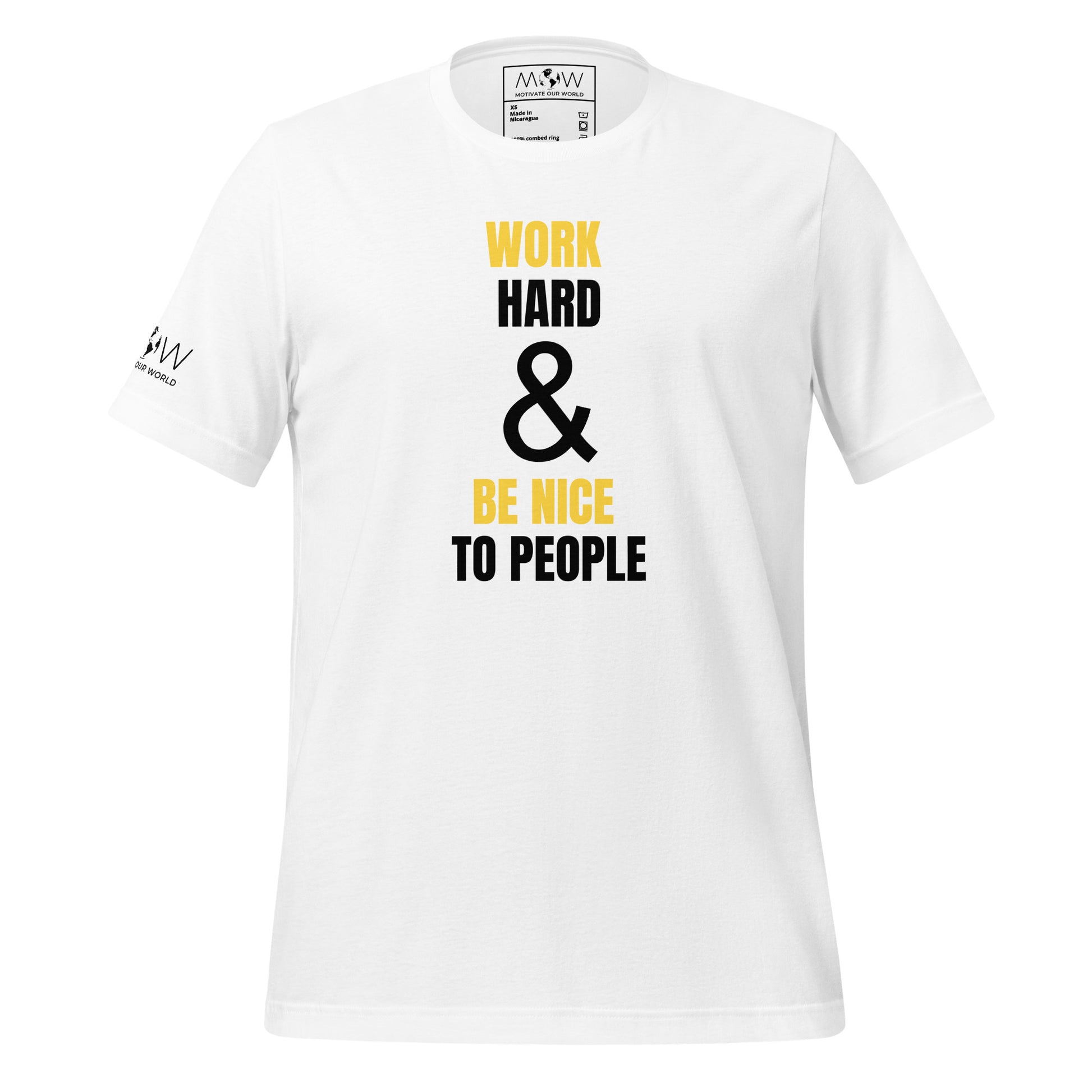 Work Hard and Be Nice Men's Motivational White T-Shirt