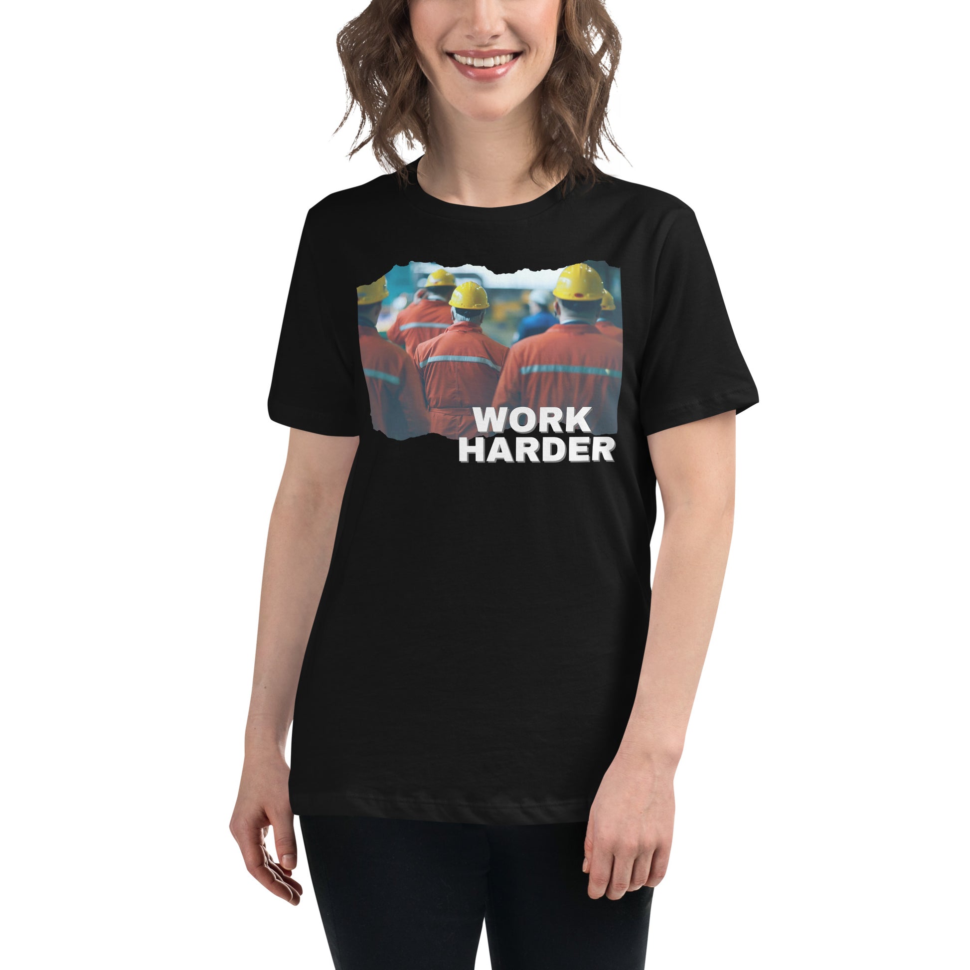 Work Harder II Black Motivational Women’s T-Shirt Lifestyle