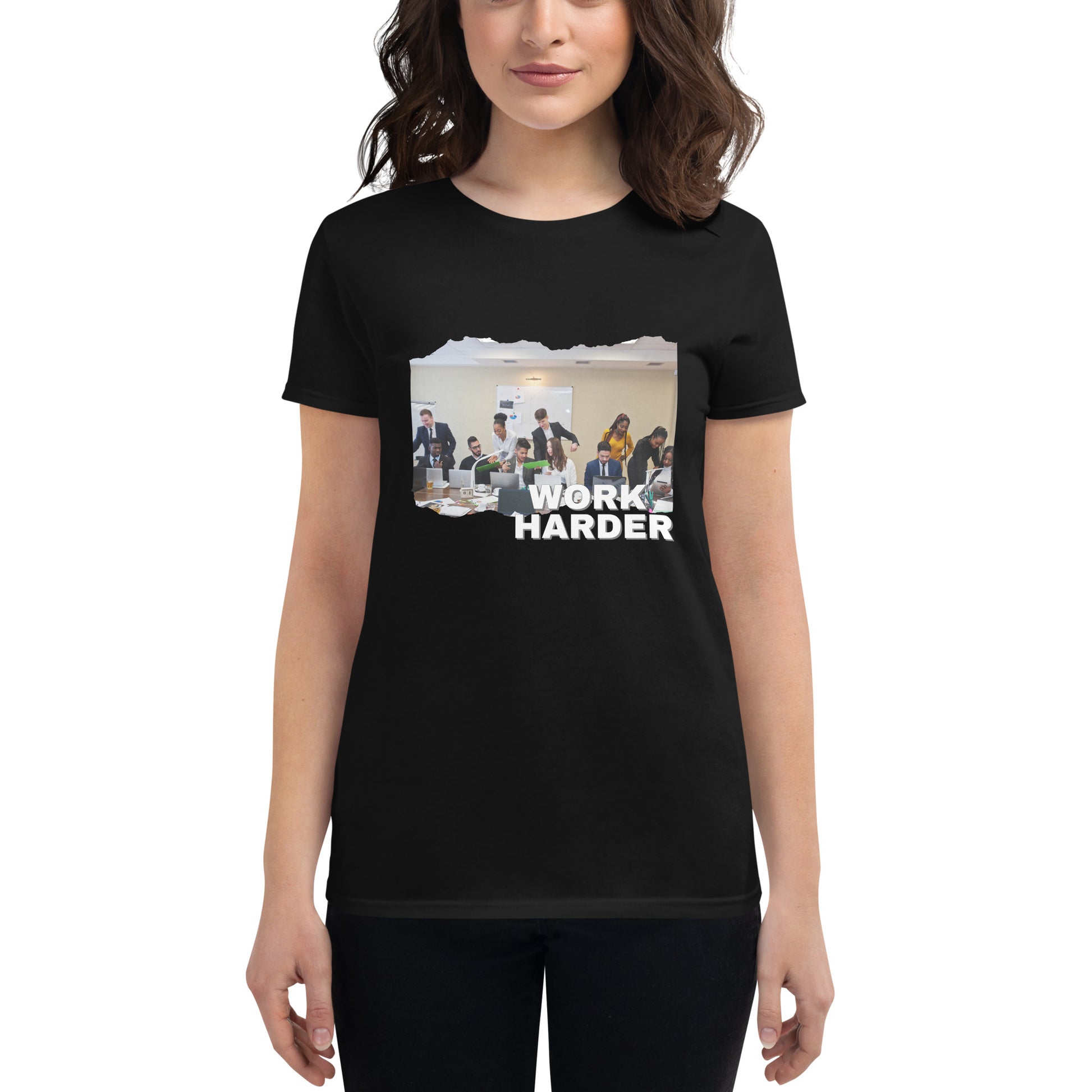 Work Harder Women’s Motivational Black T-Shirt
