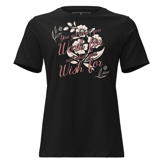 Work for It Floral Black Motivational Women’s T-Shirt