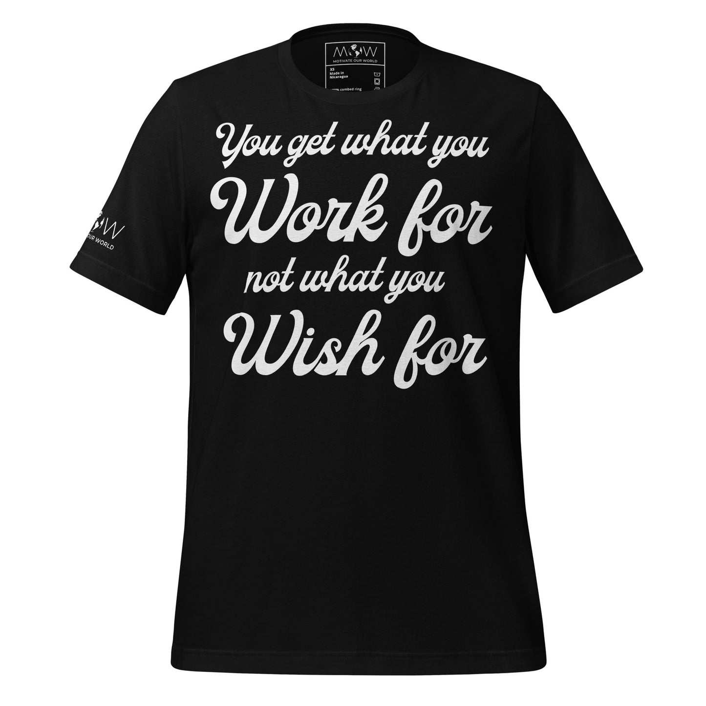 Work for It, Not Wish for It – Classic Script Edition Black Motivational Men's T-Shirt