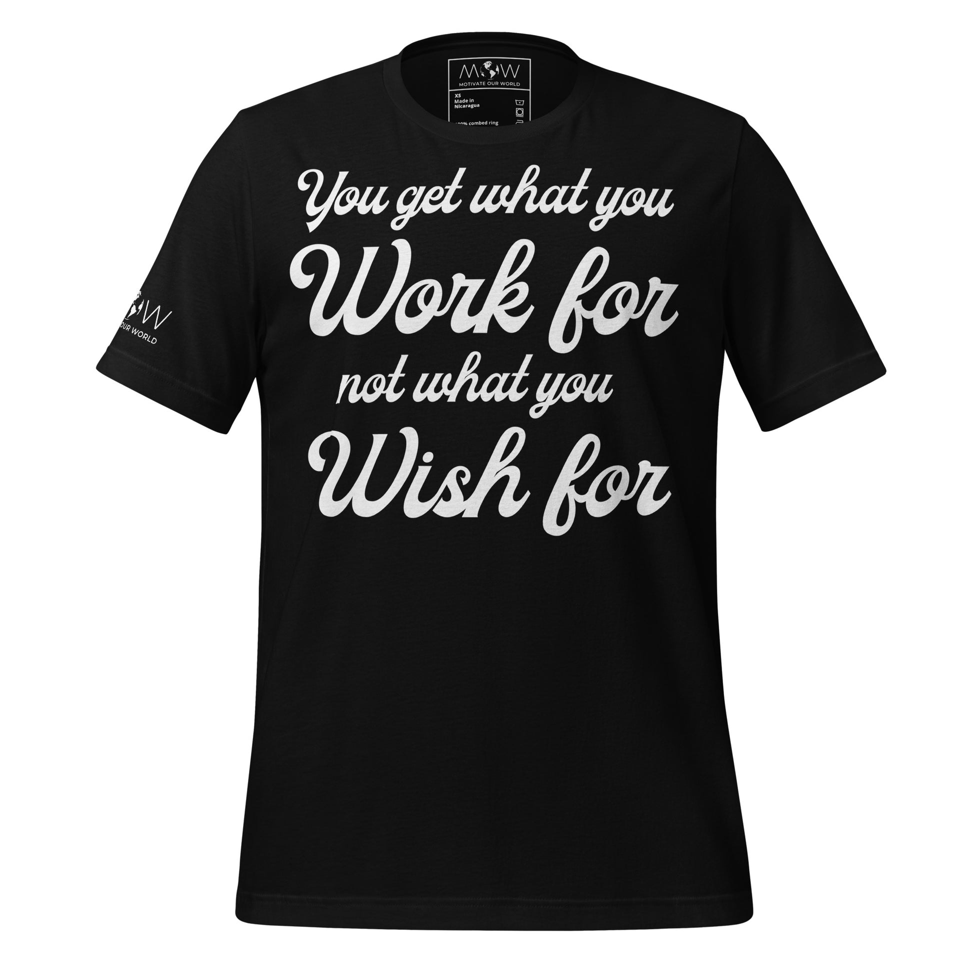 Work for It, Not Wish for It – Classic Script Edition Black Motivational Men's T-Shirt