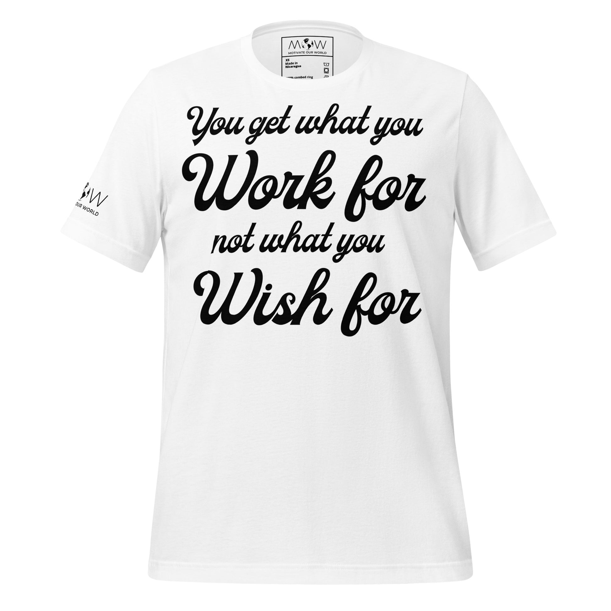 Work for It, Not Wish for It – Classic Script Edition White Motivational Men's T-Shirt