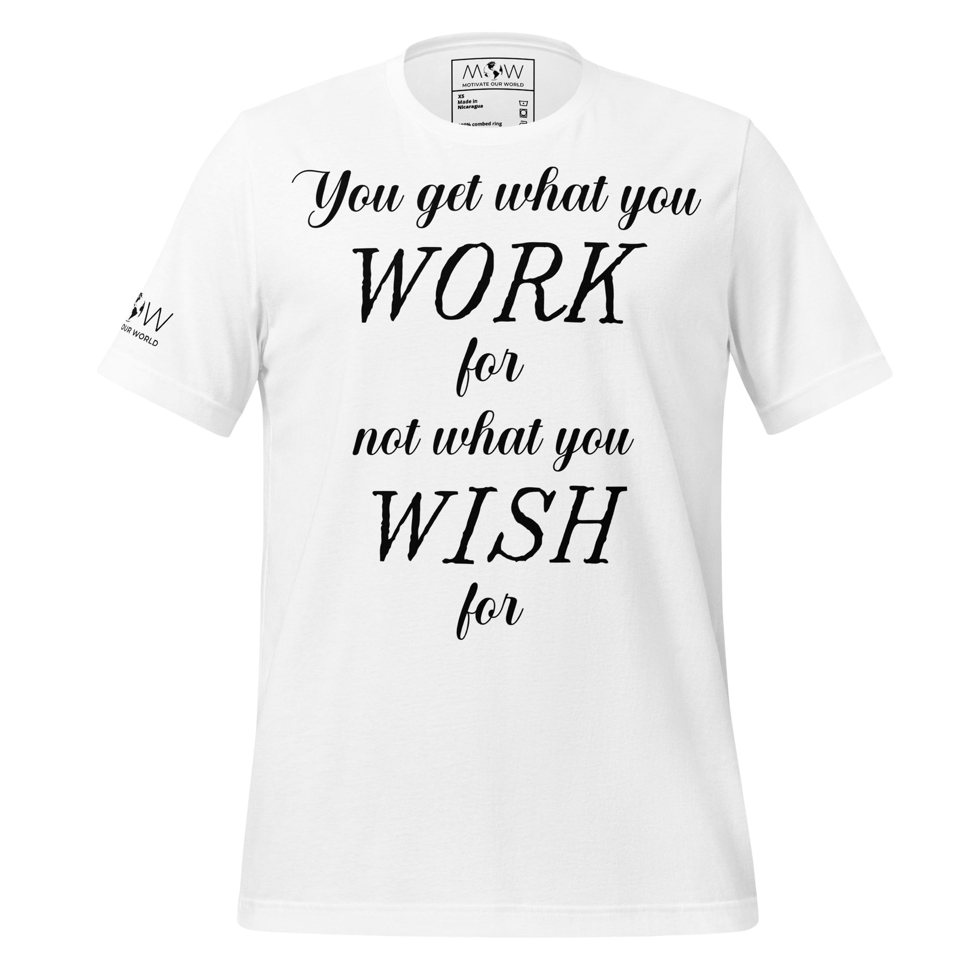 Work for It, Not Wish for It – Grit Script Edition White Motivational Men's T-Shirt