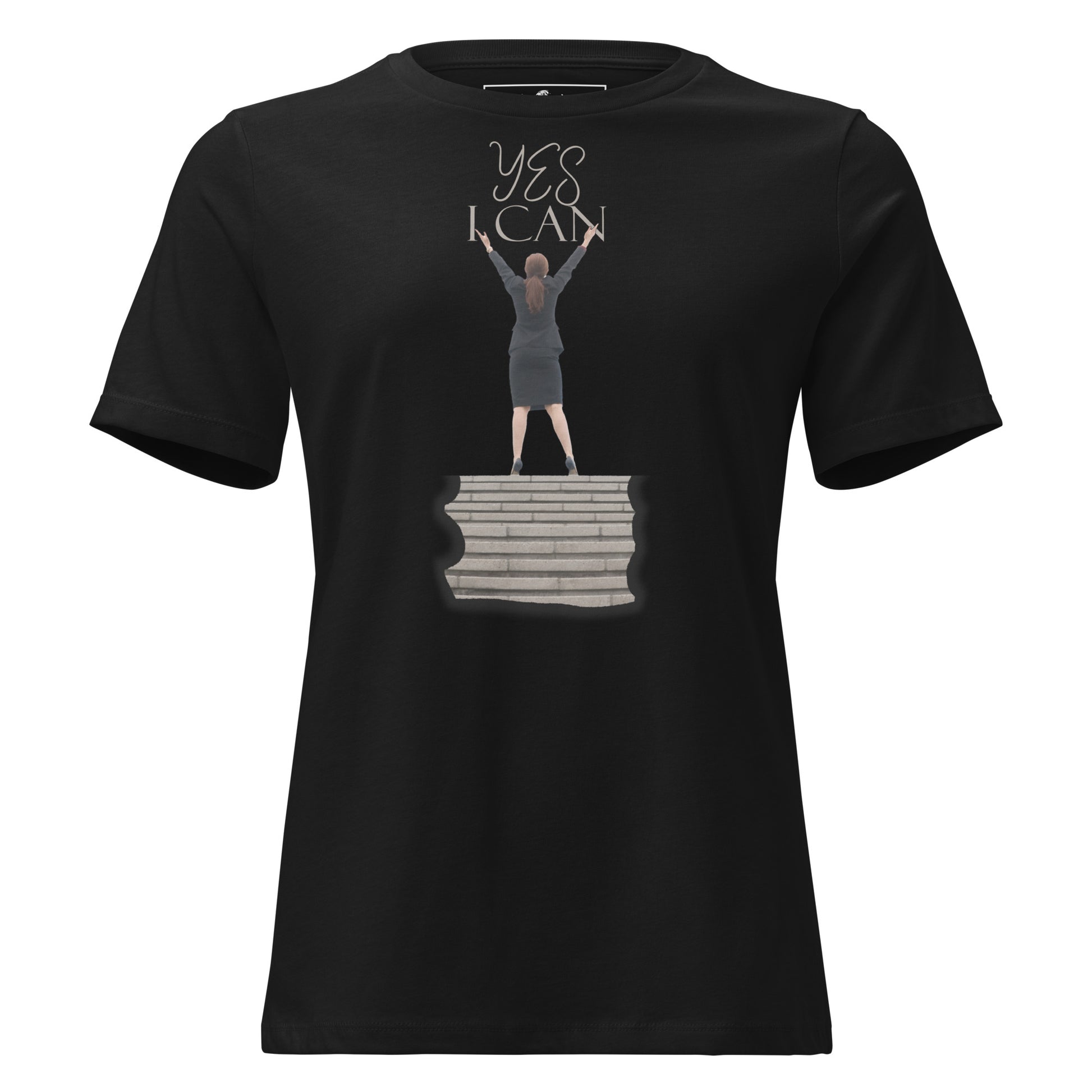 Yes I Can - Black And White Edition Black Motivational Women’s T-Shirt