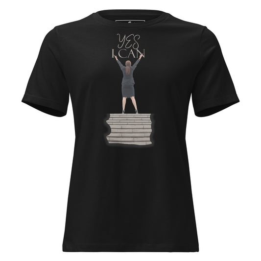 Yes I Can - Black And White Edition Black Motivational Women’s T-Shirt