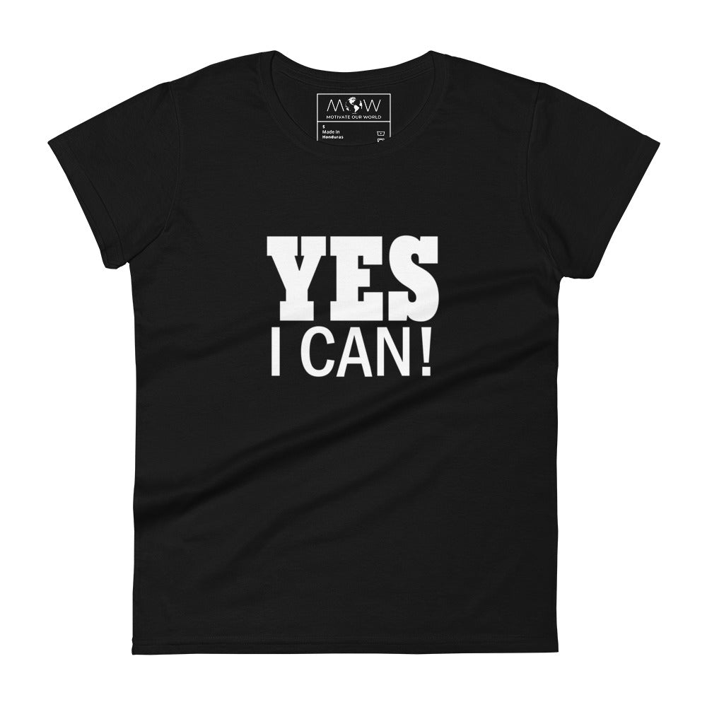 Yes I Can Women’s Motivational Black T-Shirt