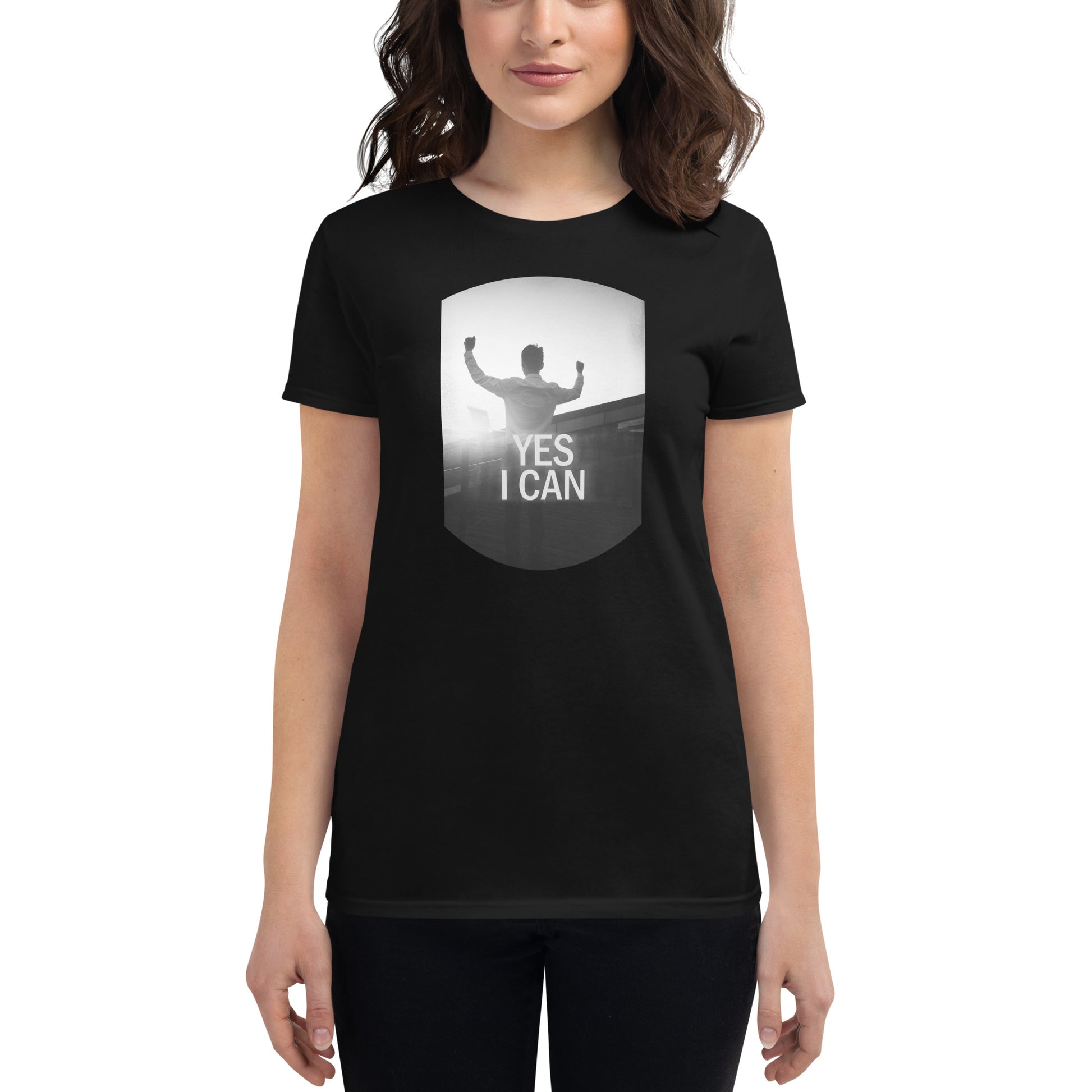 Yes I Can Women’s Motivational Black T-Shirt