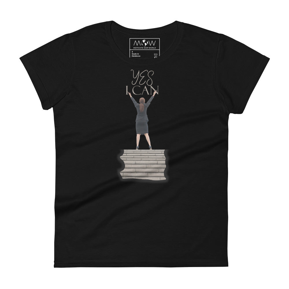 Yes I Can Women’s Motivational Black T-Shirt