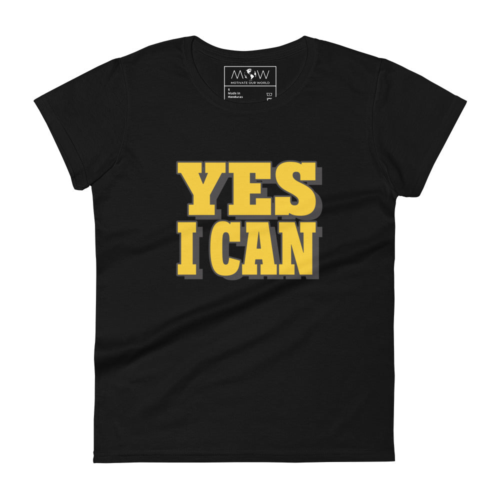 Yes I Can Women’s Motivational Black T-Shirt