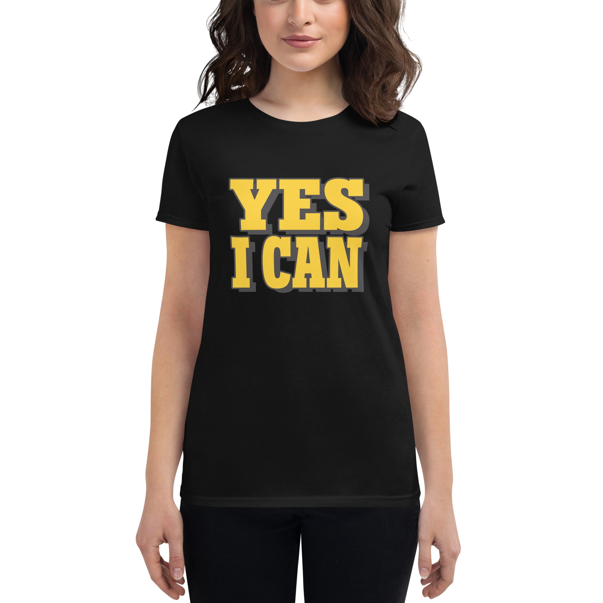 Yes I Can Women’s Motivational Black T-Shirt