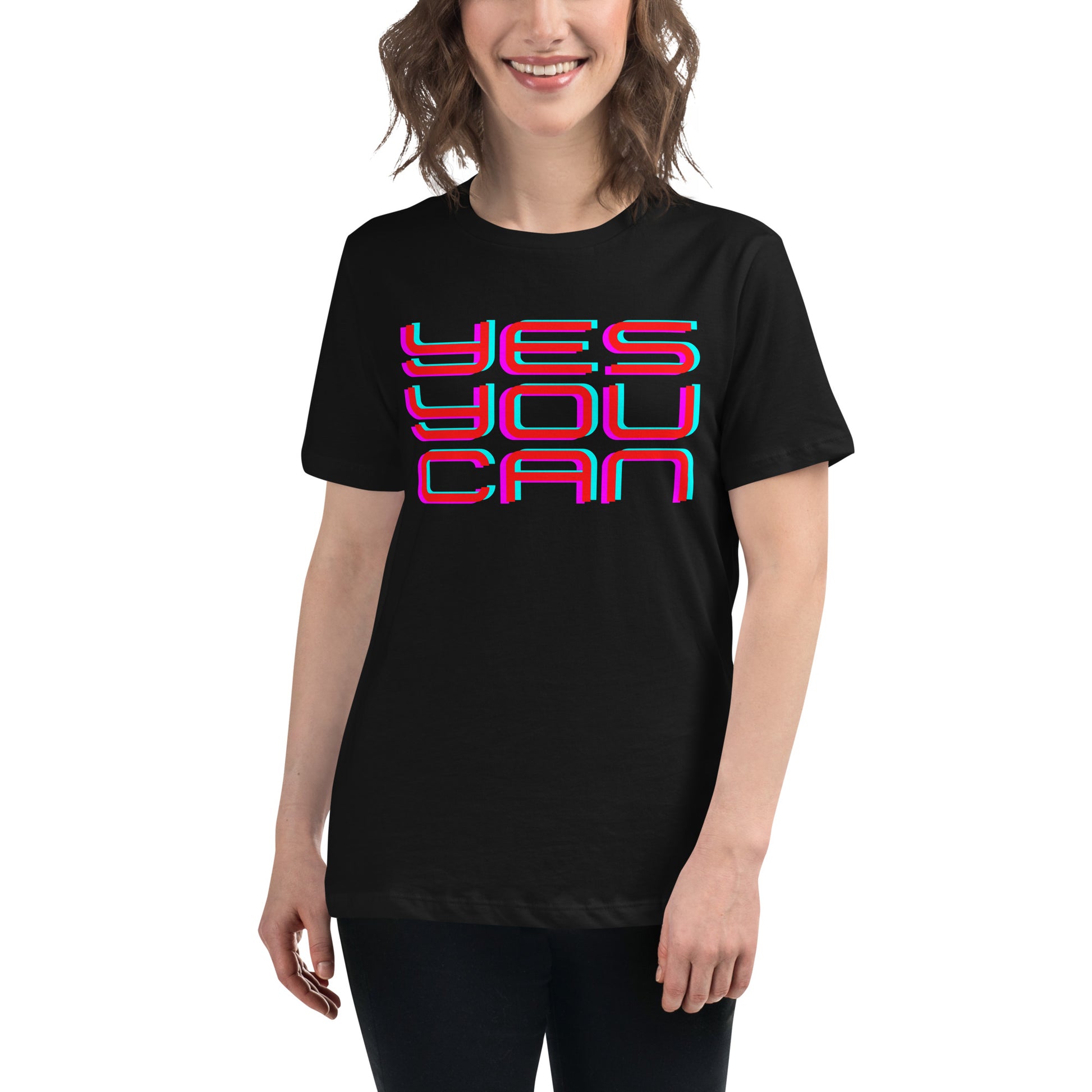 Yes You Can Black Motivational Women’s T-Shirt