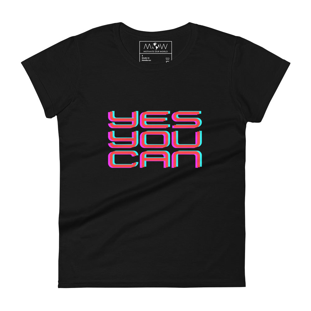 Yes You Can Women’s Motivational Black T-Shirt