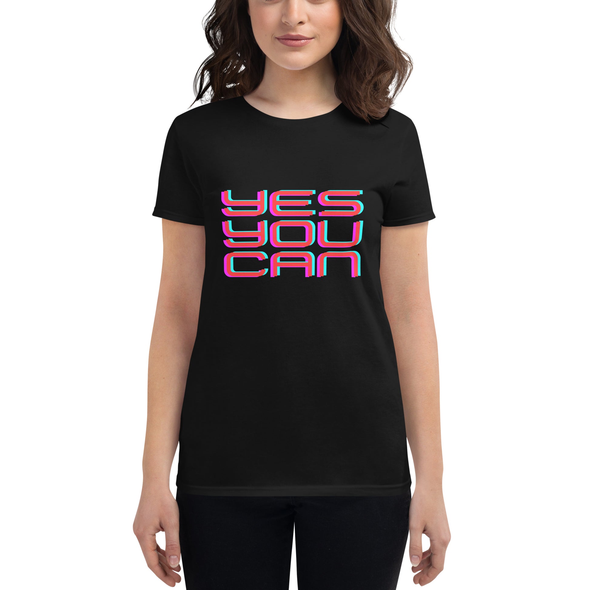 Yes You Can Women’s Motivational Black T-Shirt