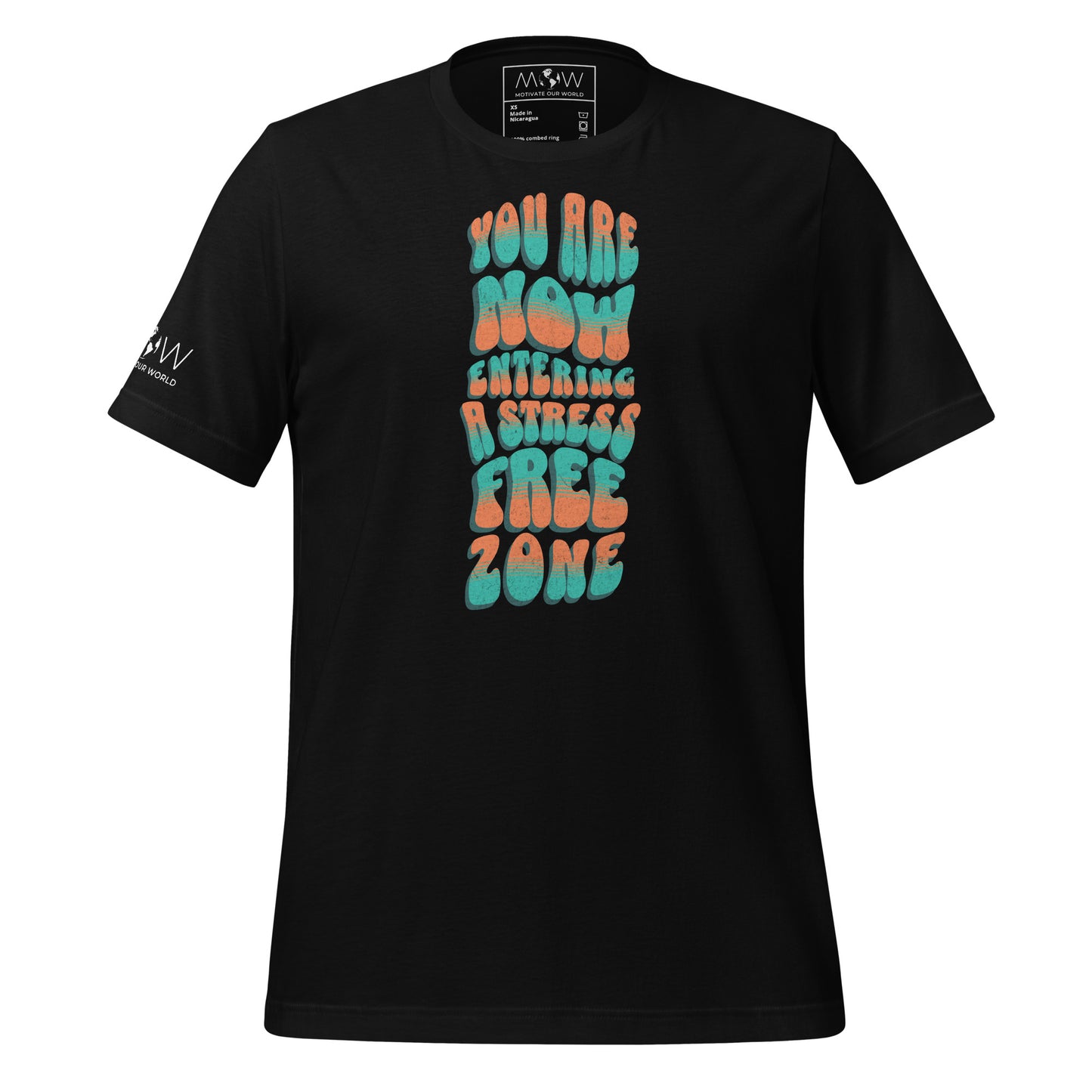 You Are Now Entering a Stress-Free Zone Men's Motivational Black T-Shirt