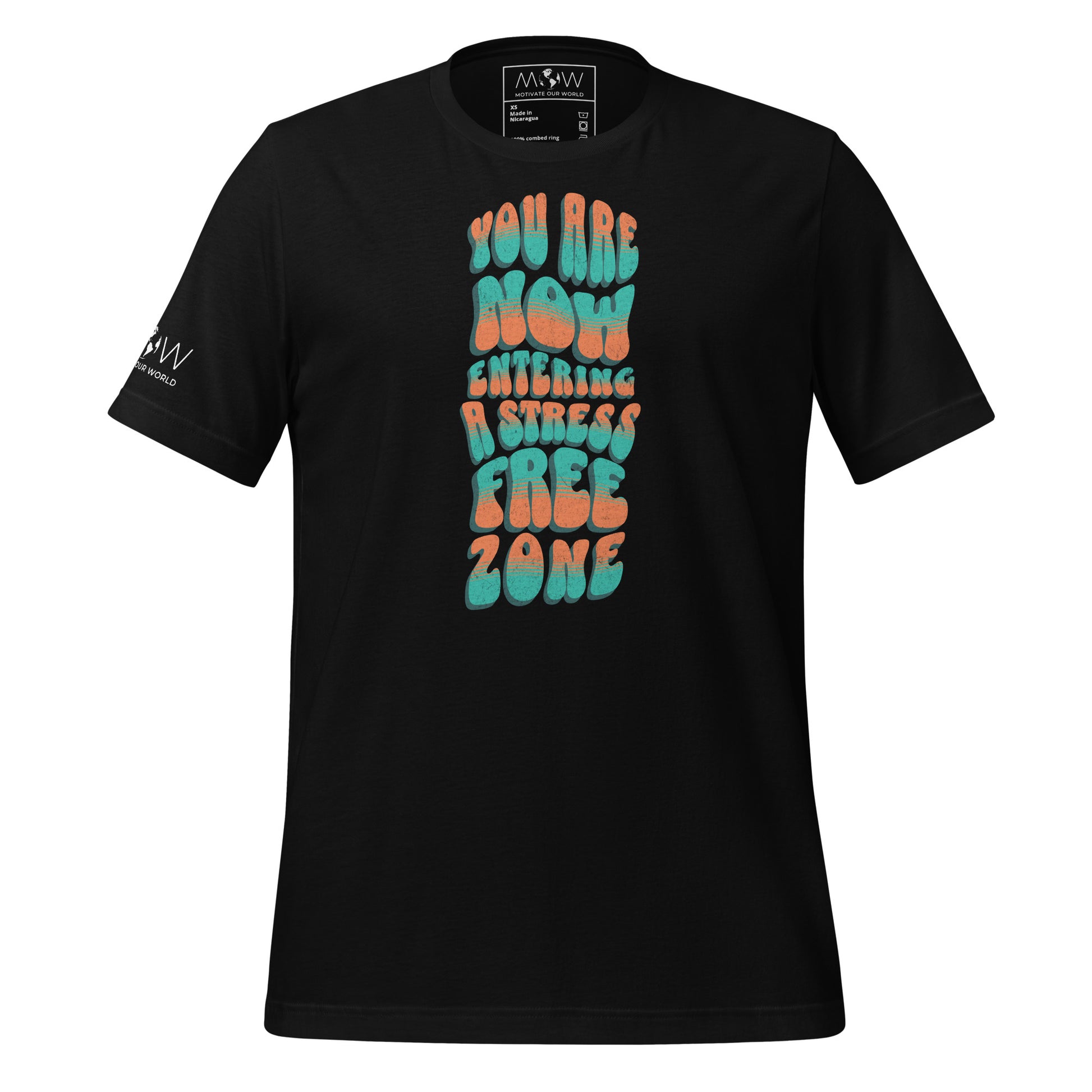 You Are Now Entering a Stress-Free Zone Men's Motivational Black T-Shirt