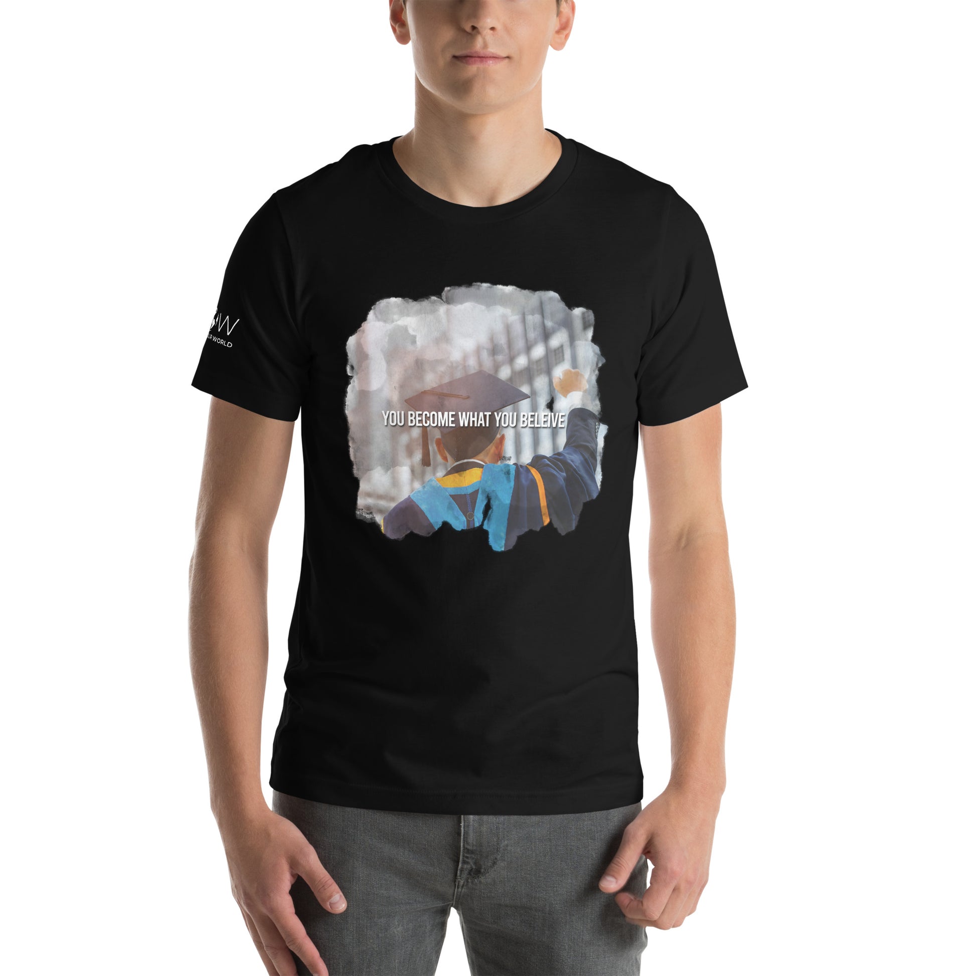 You Become What You Believe Men's Motivational Black T-Shirt