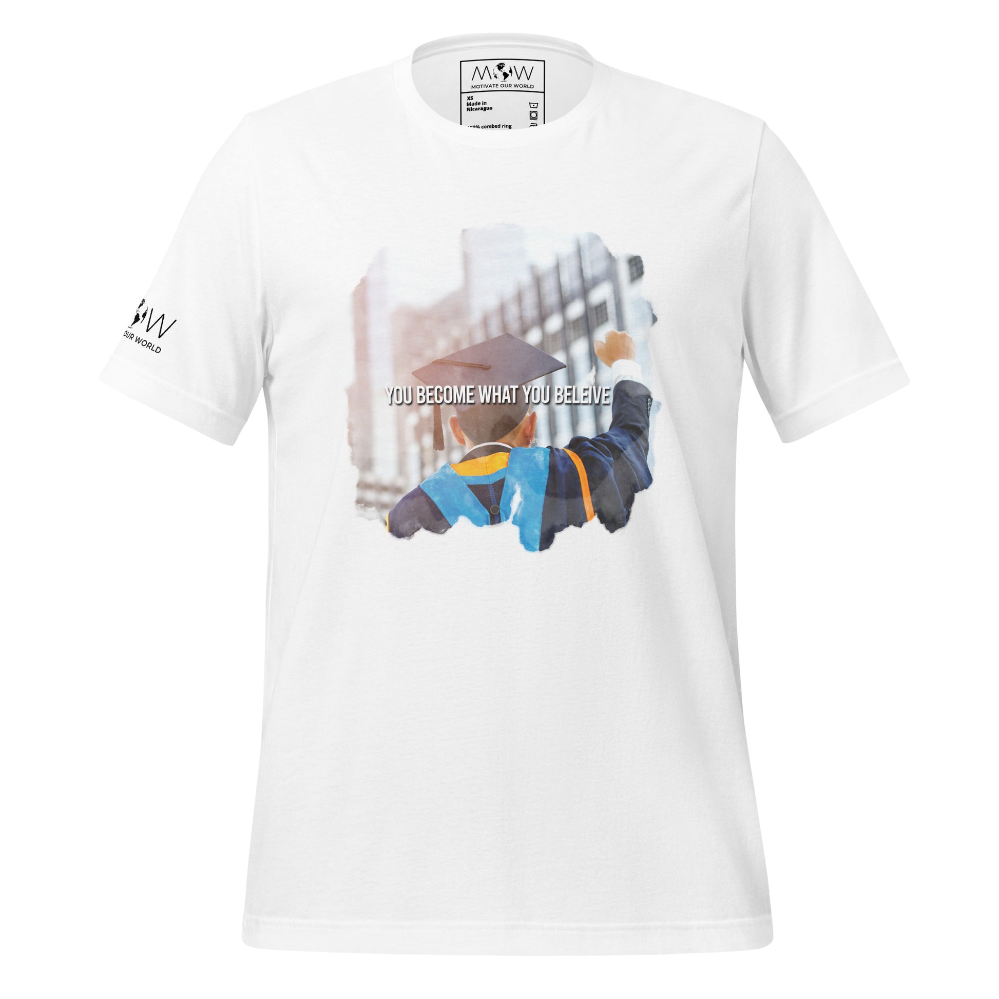 You Become What You Believe Men's Motivational White T-Shirt