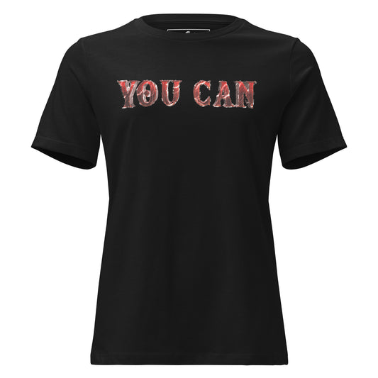 You Can - Red Lightning Edition Black Motivational Women’s T-Shirt