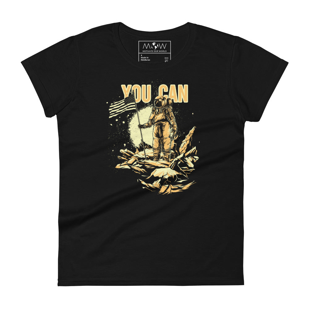You Can Astronaut Women’s Motivational Black T-Shirt