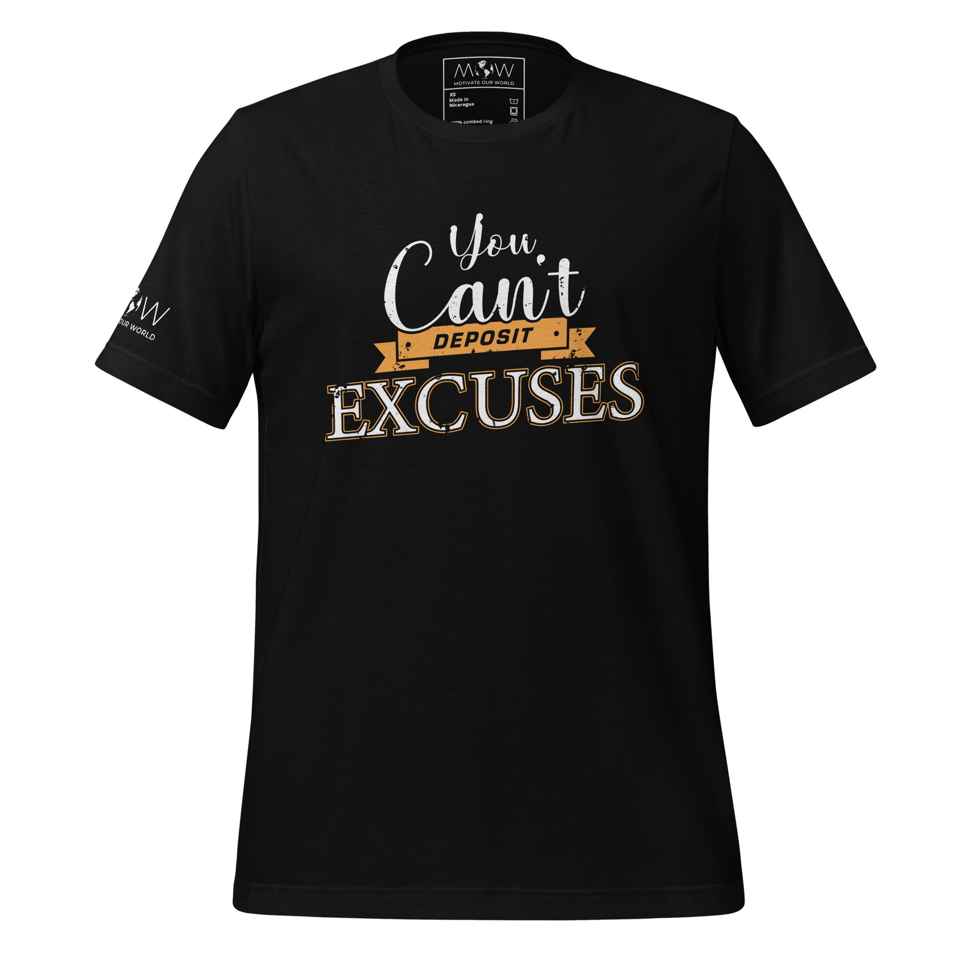 You Can’t Deposit Excuses Men's Motivational Black T-Shirt
