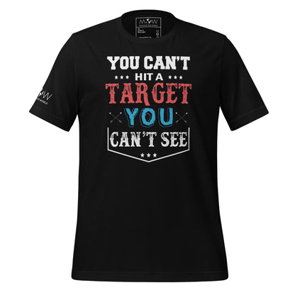 You Can't Hit A Target Men's Motivational Black T-Shirt