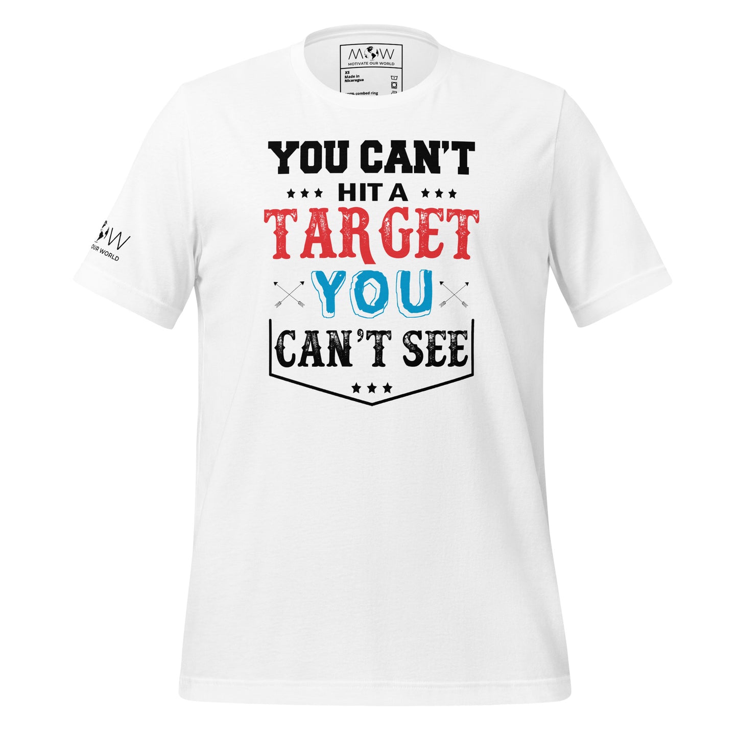 You Can't Hit A Target Men's Motivational White T-Shirt