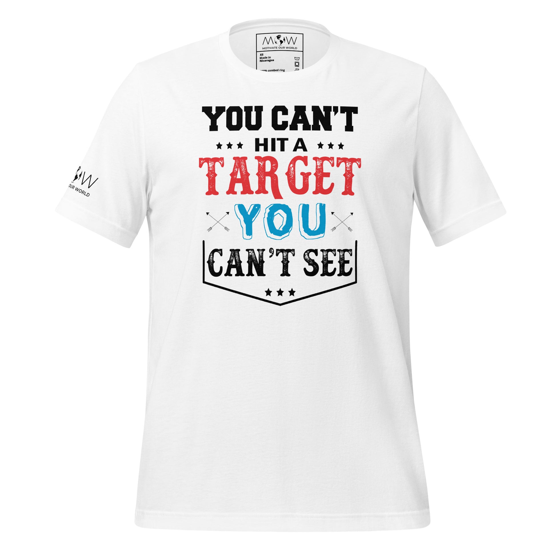 You Can't Hit A Target Men's Motivational White T-Shirt