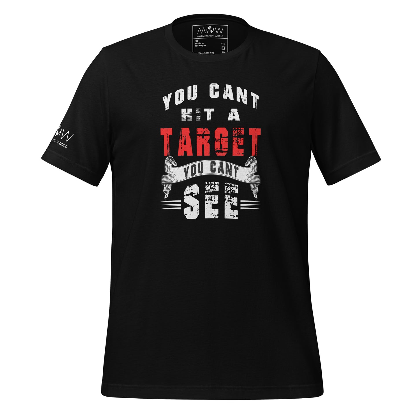 You Can't Hit A Target You Can't See Men's Motivational Black T-Shirt