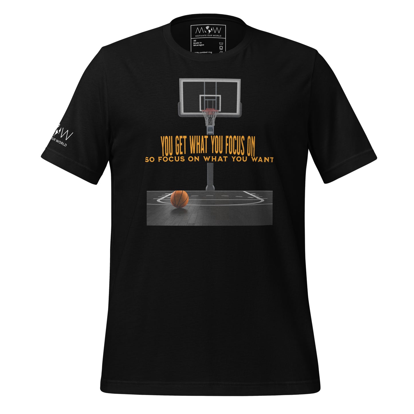"You Get What You Focus On" Basketball Men's Motivational Black T-Shirt 