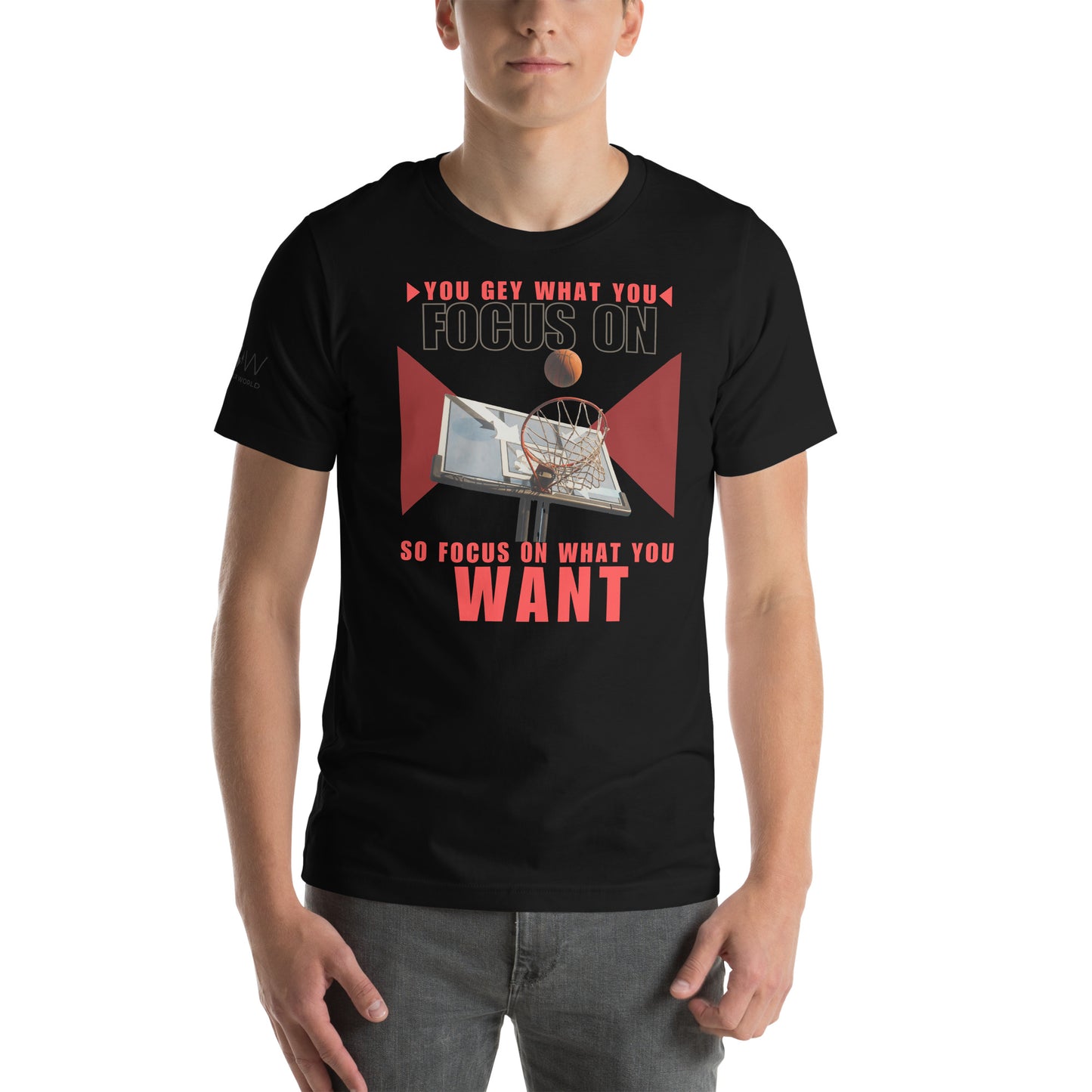 "You Get What You Focus On" Basketball Motivational Black T-Shirt