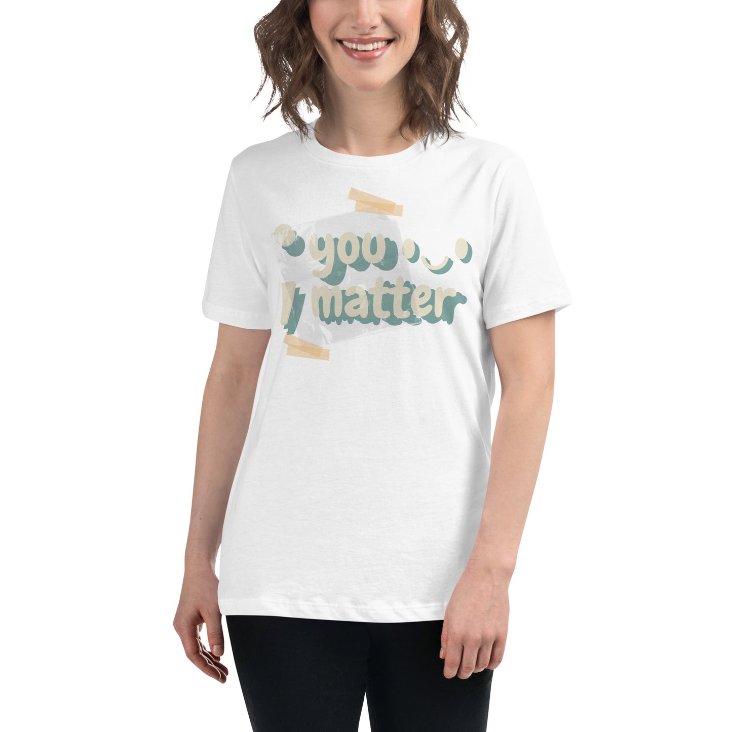 You Matter - Playful Taped Note White Motivational Women’s T-Shirt Lifestyle
