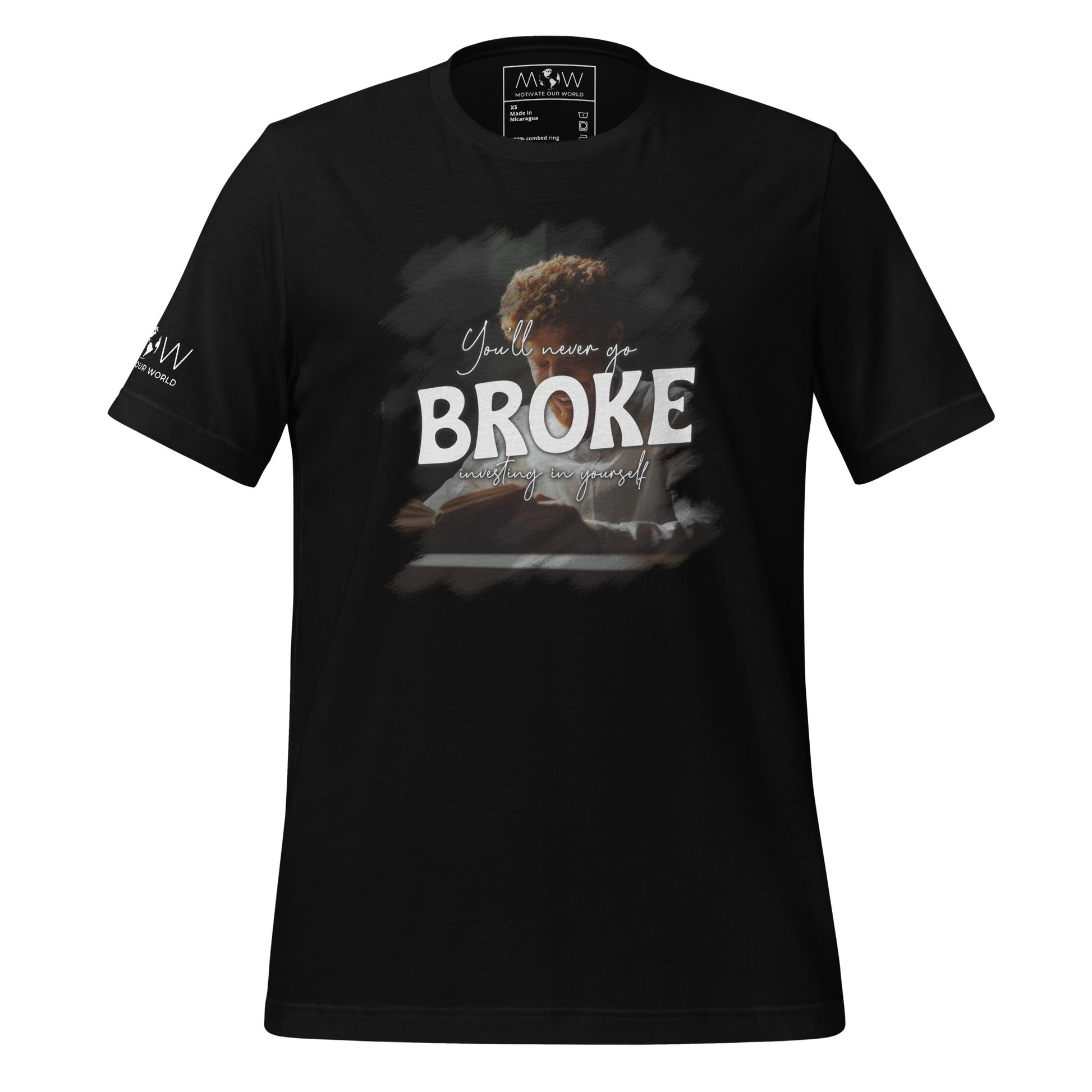 You'll Never Go Broke Investing in Yourself Men's Motivational Black T-Shirt