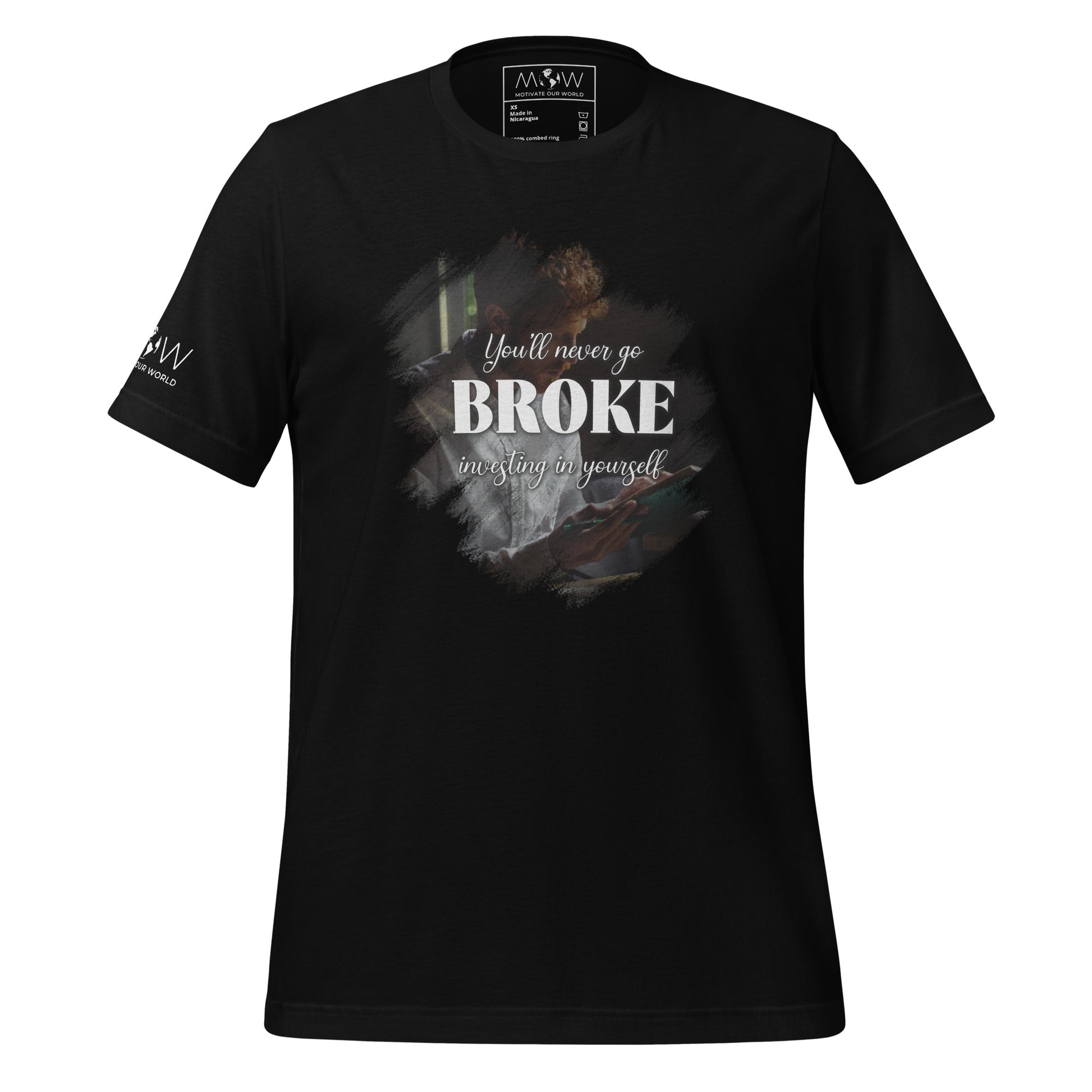 You'll Never Go Broke Investing in Yourself Men's Motivational Black T-Shirt