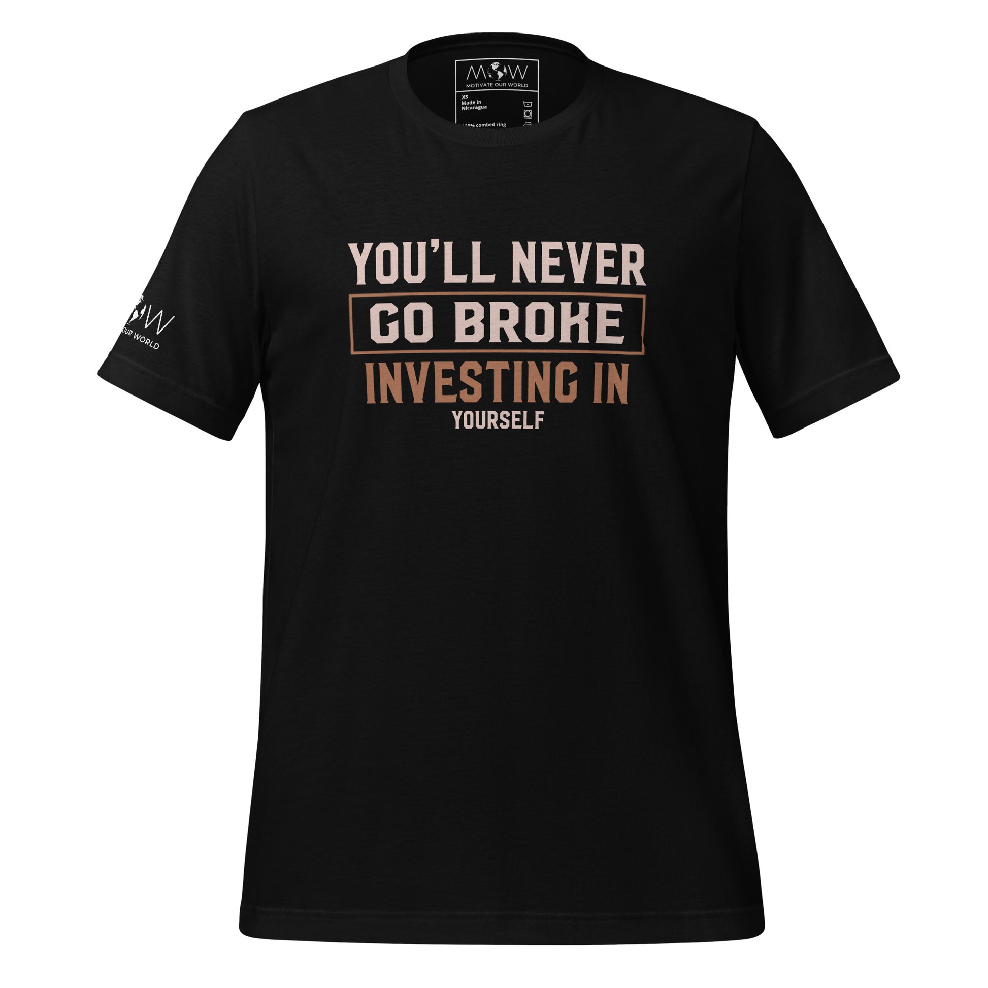 You'll Never Go Broke Investing in Yourself Men's Motivational Black T-Shirt