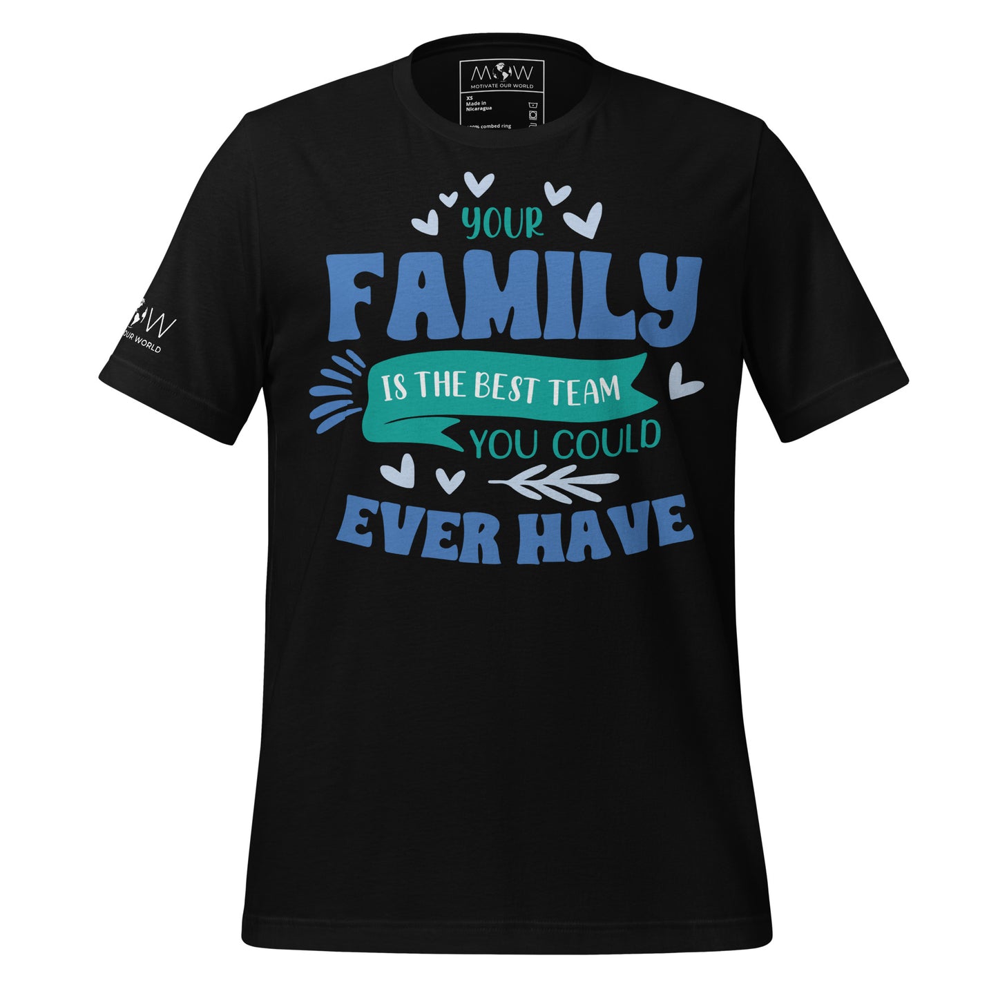 Your Family Is the Best Team – Heart Edition Black Motivational Men's T-Shirt