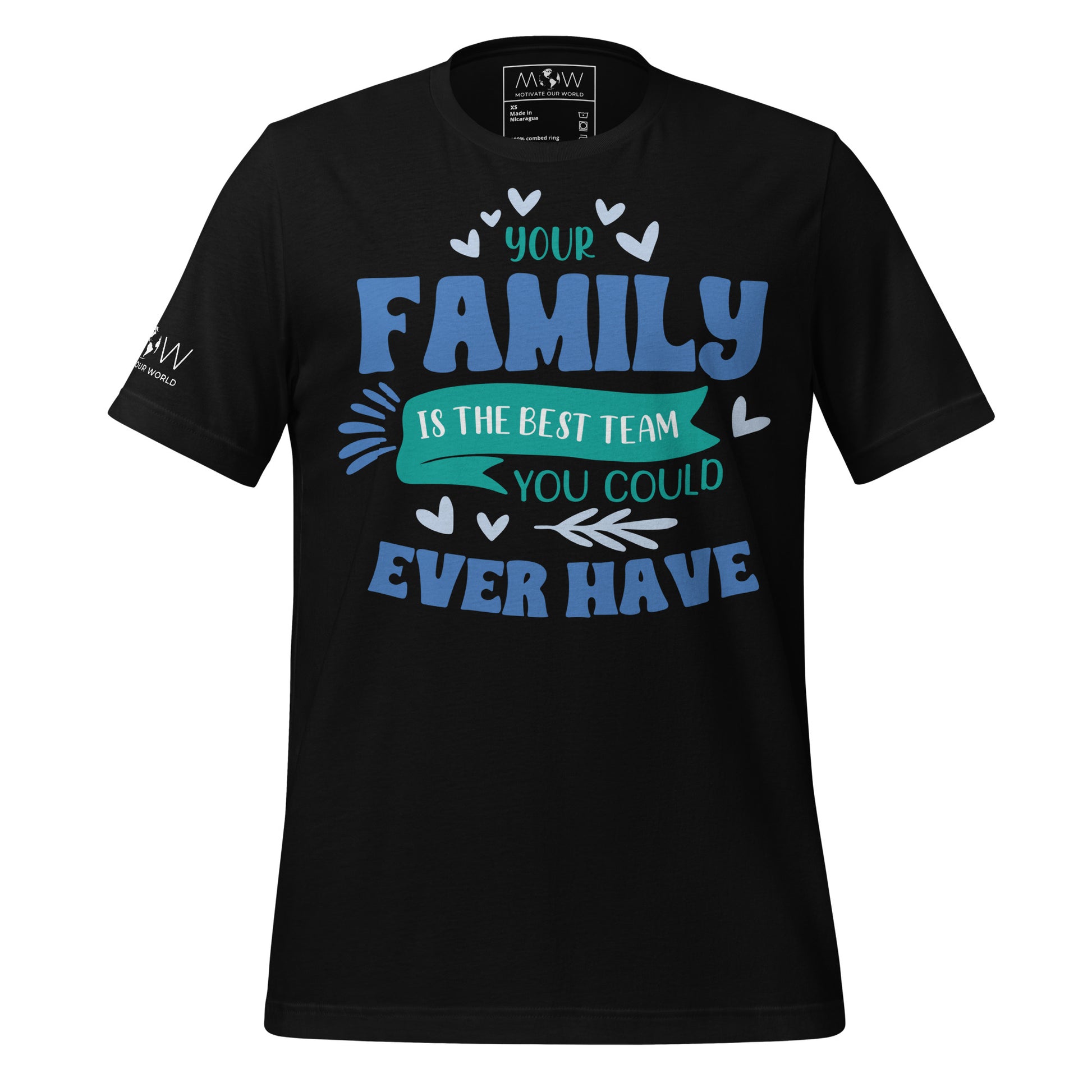 Your Family Is the Best Team – Heart Edition Black Motivational Men's T-Shirt