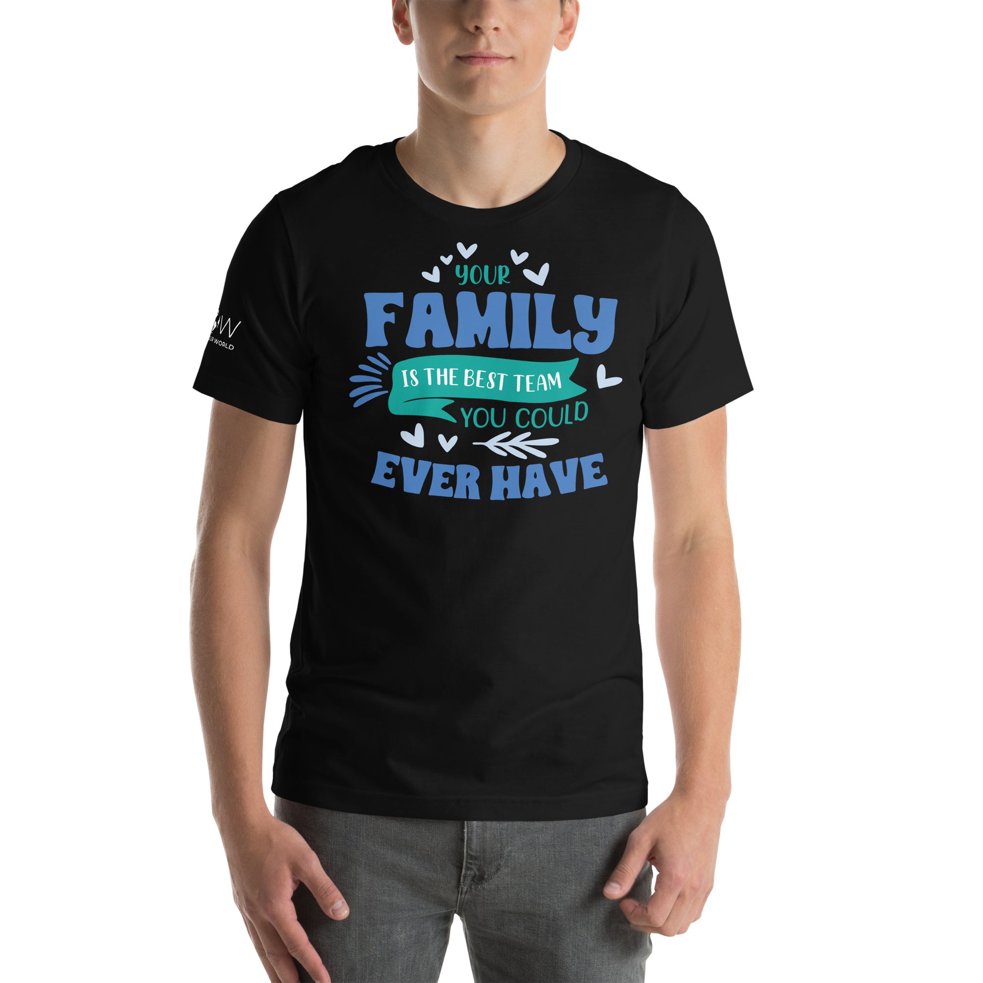 Your Family Is the Best Team – Heart Edition Black Motivational Men's T-Shirt Lifestyle