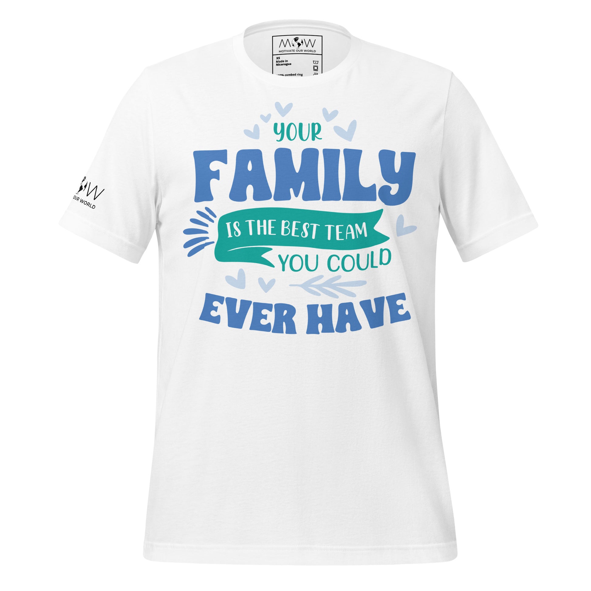 Your Family Is the Best Team – Heart Edition White Motivational Men's T-Shirt