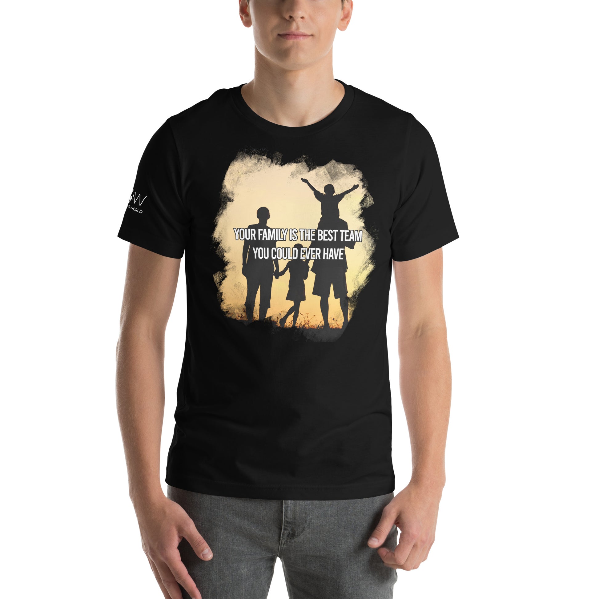 Your Family Is the Best Team – Sunset Silhouette Edition Black Motivational Men's T-Shirt Lifestyle